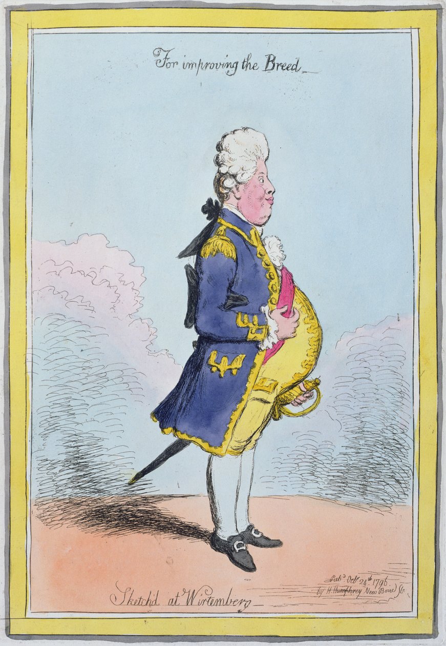 Per migliorare la razza, schizzato a Wirtemberg, pubblicato da Hannah Humphrey nel 1796 da James Gillray