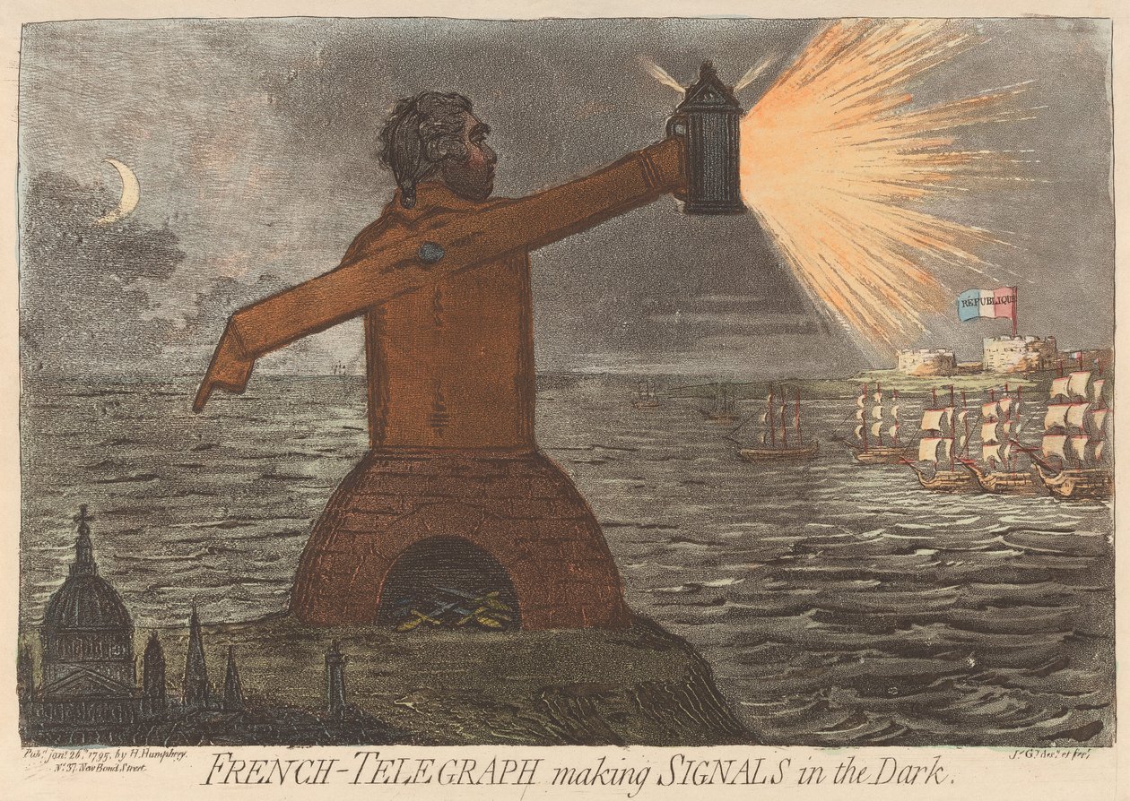 Francese - Il telegrafo: come inviare segnali al buio da James Gillray