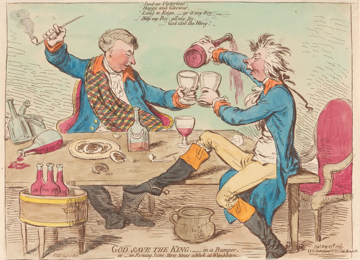 Dio salvi il re. - In un paraurti. Oppure - Una scena serale tre volte alla settimana a Wimbledon da James Gillray