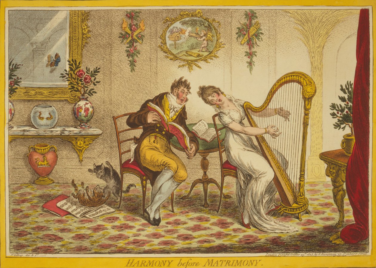 Armonia prima del matrimonio, 1805 da James Gillray