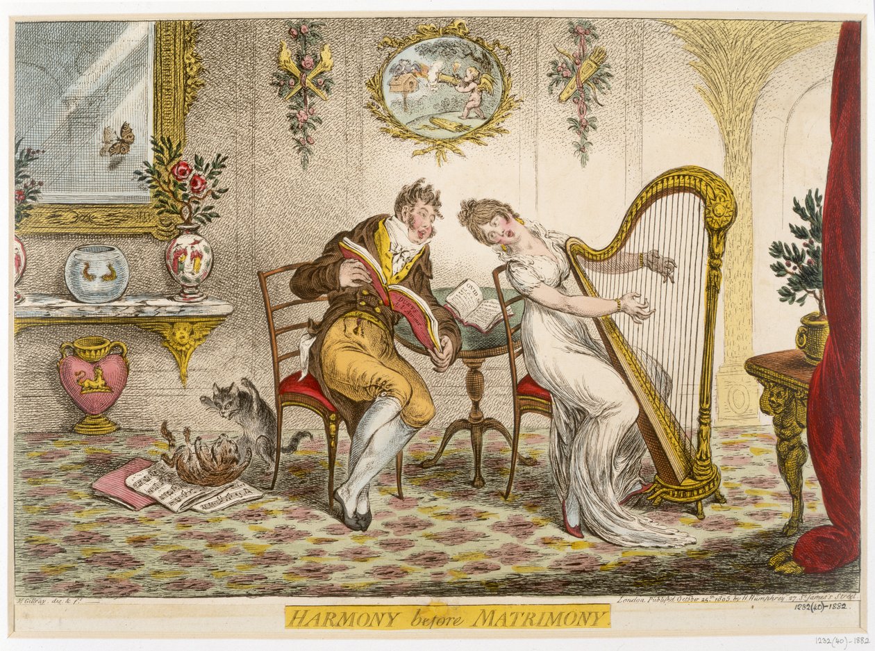 Armonia prima del matrimonio, pubblicato 1805 da James Gillray