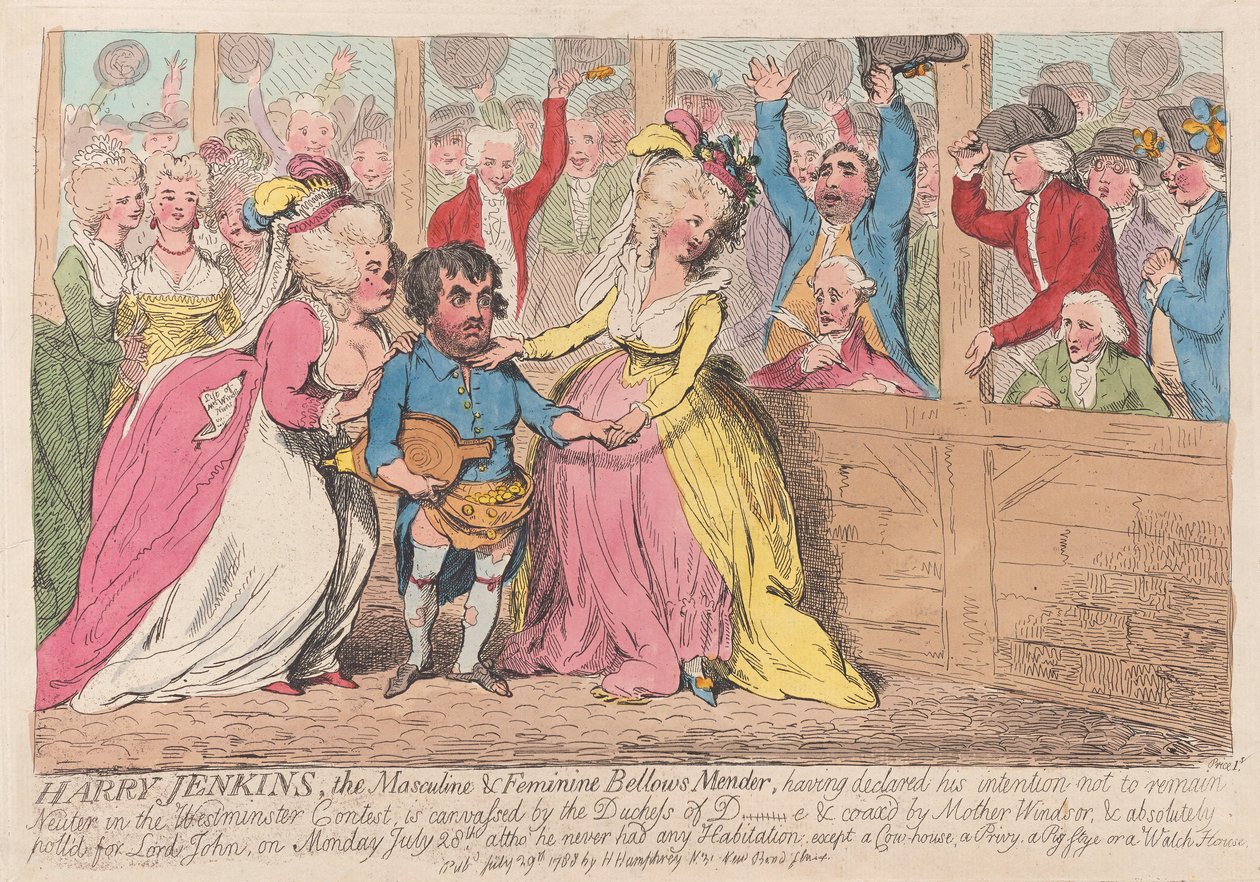 Harry Jenkins, il riparatore di soffietti maschile e femminile, pub. 1788 da James Gillray