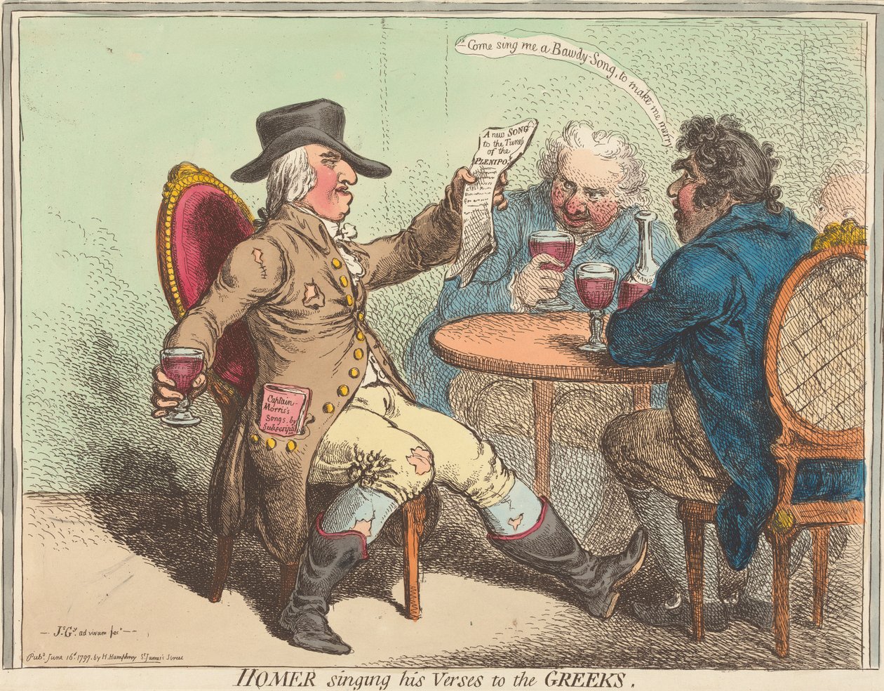 Homer singt seine Verse den Griechen da James Gillray