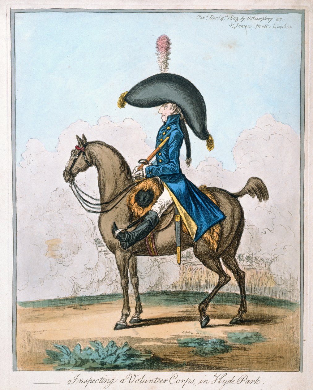 Ispezione di un corpo di volontari a Hyde Park, pubblicato da Hannah Humphrey nel 1803 da James Gillray