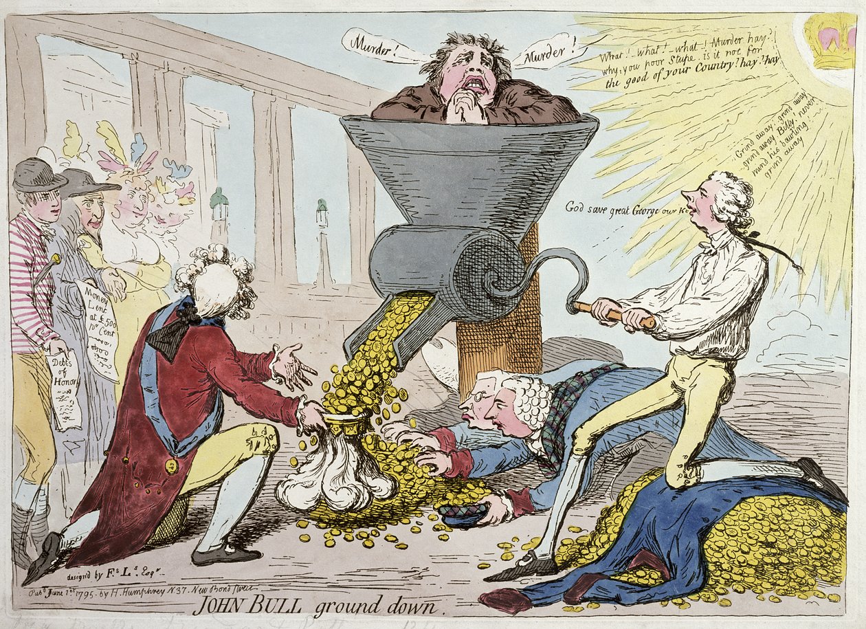 John Bull schiacciato, pubblicato da Hannah Humphrey nel 1795 da James Gillray