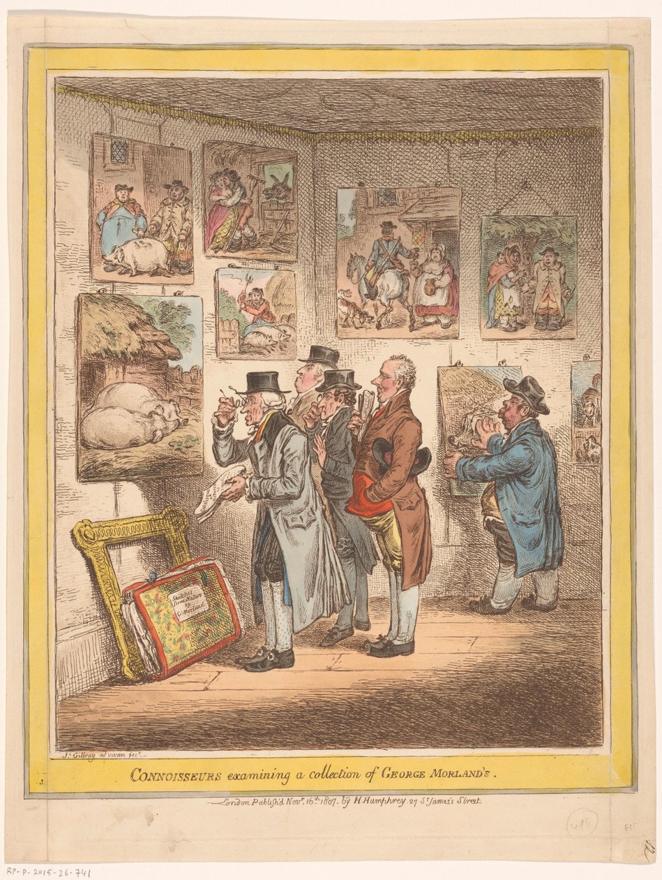 Conoscitori che esaminano una collezione di George Morland da James Gillray