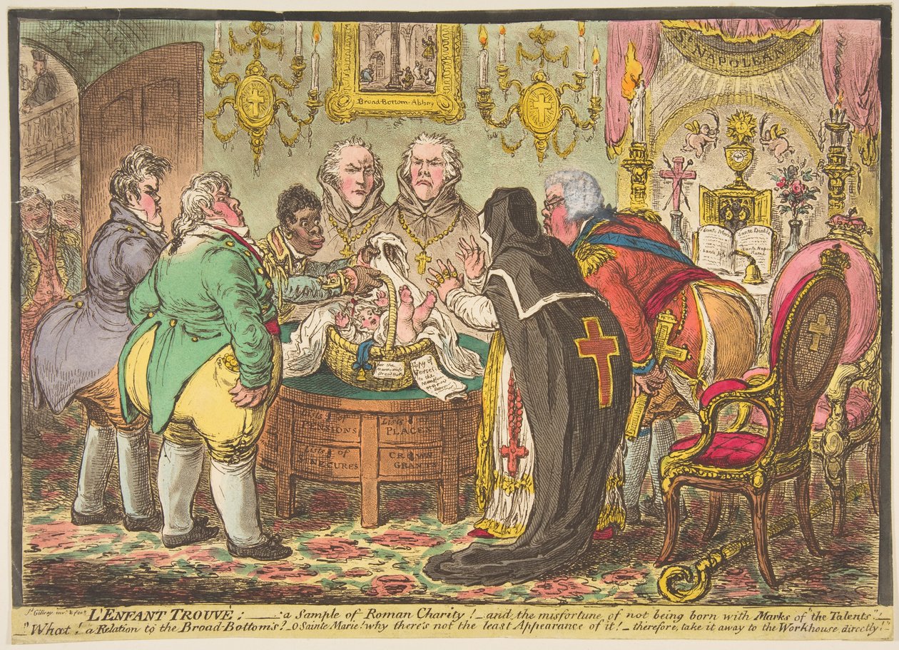 LEnfant Trouvé: un Esempio di Carità Romana! o la Sfortuna di Non Essere Nato wi..., 19 maggio 1808 da James Gillray