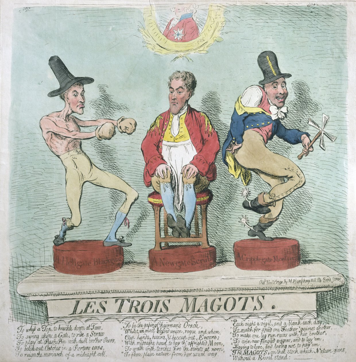 Les Trois Magots, pubblicato da Hannah Humphrey nel 1791 da James Gillray