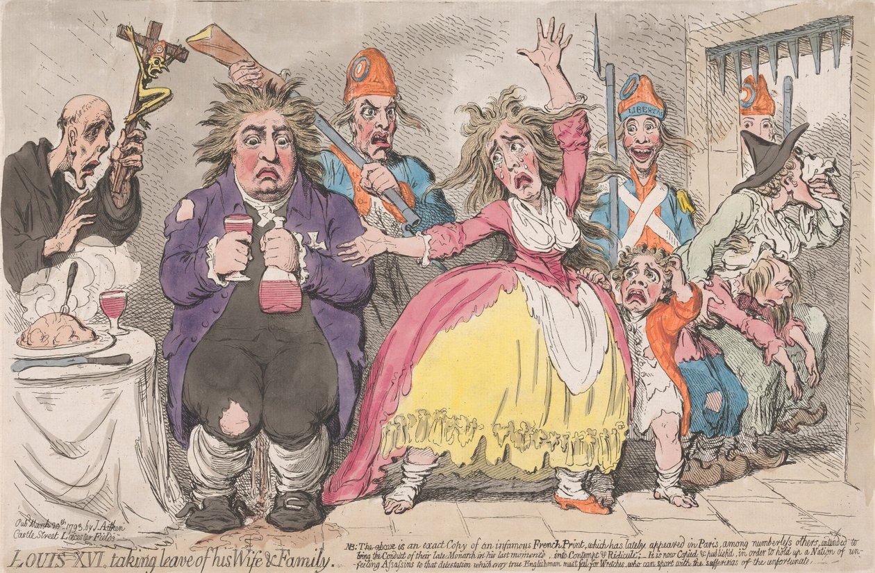 Luigi XVI prende congedo dalla moglie e dalla famiglia da James Gillray