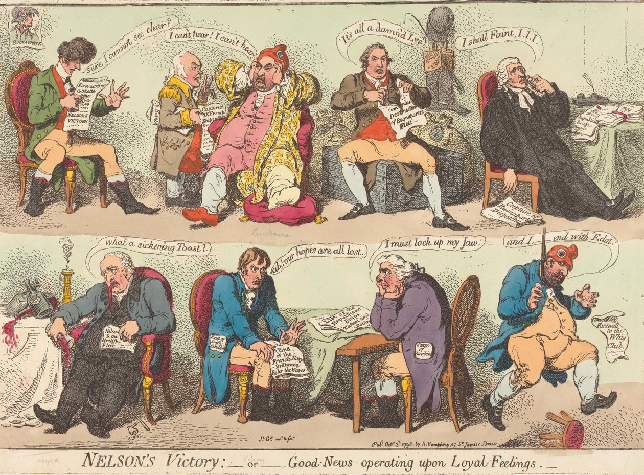 La vittoria di Nelson: - ovvero - Una buona notizia che fa leva sui sentimenti di lealtà da James Gillray