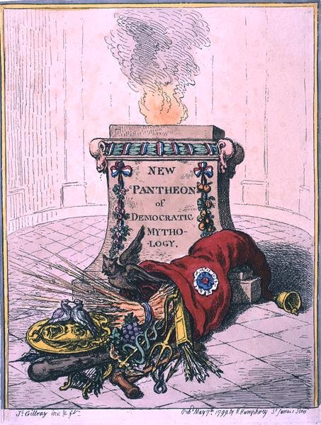 Nuovo Pantheon della Mitologia Democratica, pubblicato da Hannah Humphrey nel 1799 da James Gillray
