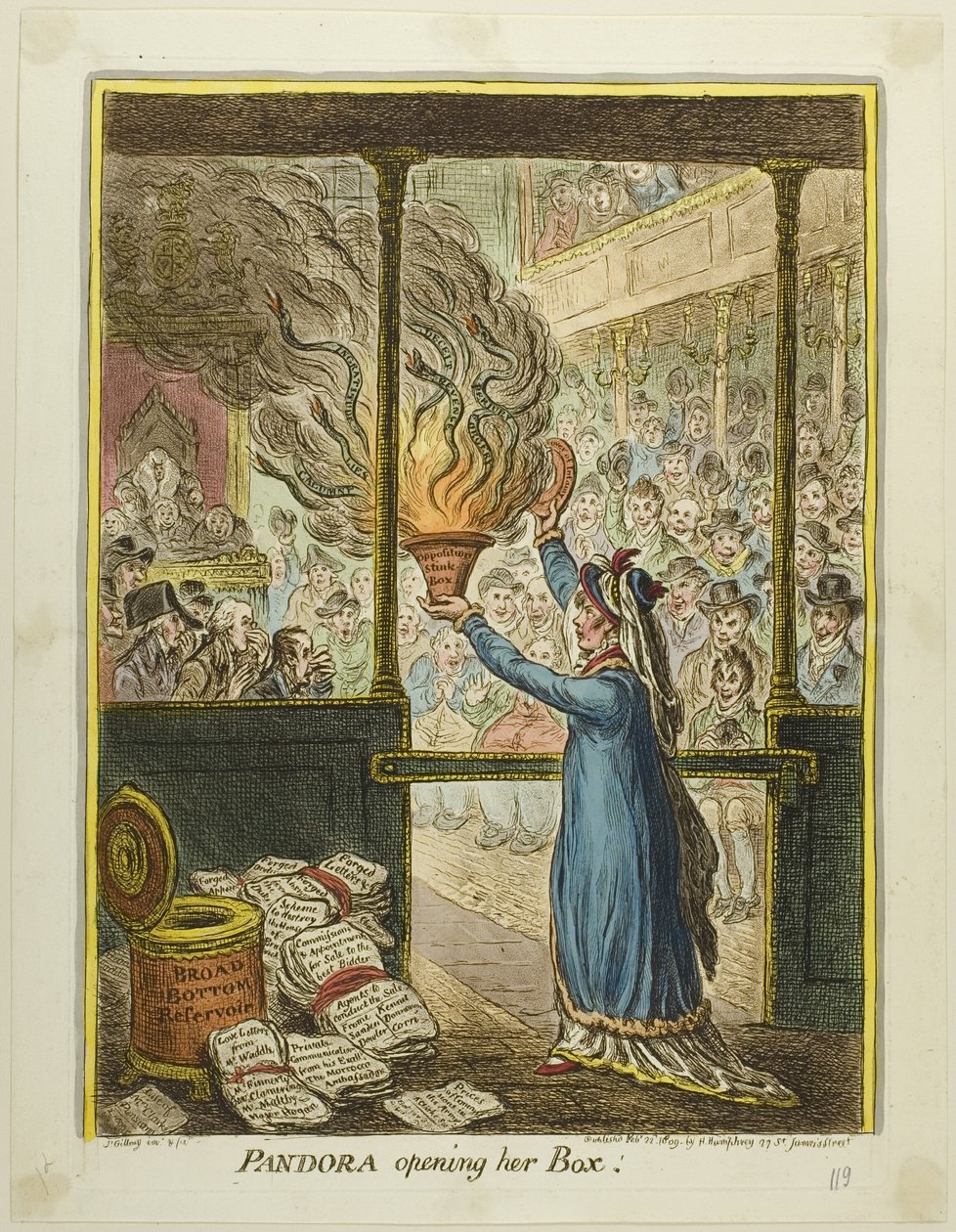 Pandora apre il suo vaso da James Gillray