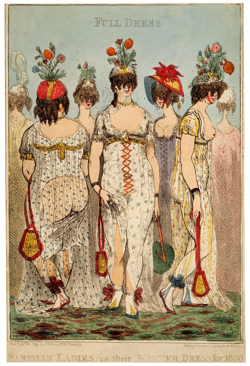 Signore Parigine nel loro Abbigliamento Invernale Completo per il 1800, 1799 da James Gillray
