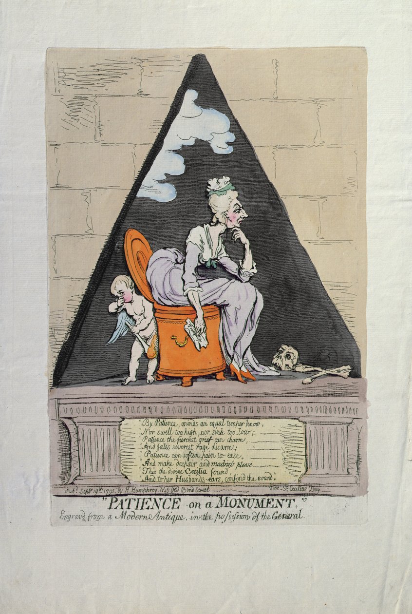Pazienza su un monumento, pubblicato da Hannah Humphrey nel 1791 da James Gillray