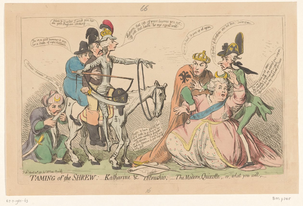 Pitt che spaventa Caterina la Grande come Don Chisciotte, 1791 da James Gillray