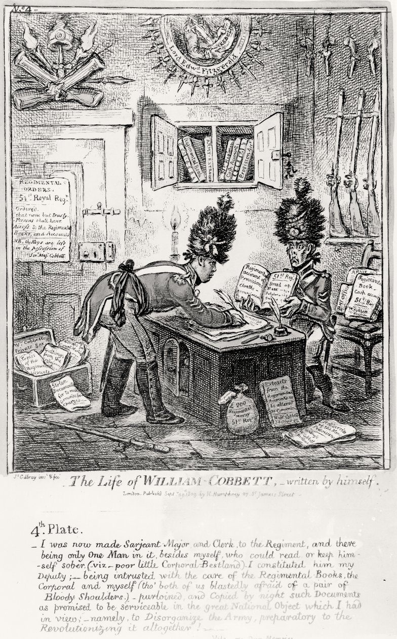 Tavola 4, da La vita di William Cobbett, scritta da lui stesso, pub. da H. Humphrey, 1809 da James Gillray