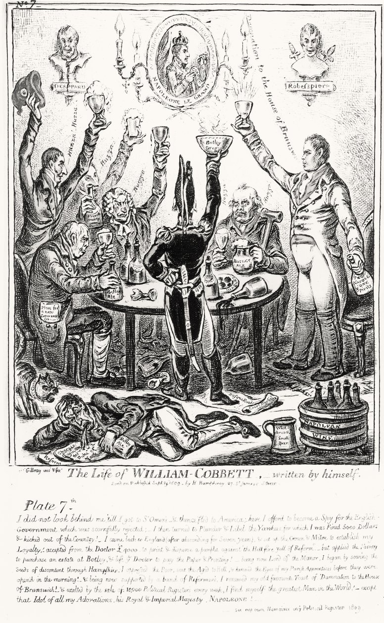 Tavola 7, da La vita di William Cobbett, scritta da lui stesso, pub. da H. Humphrey, 1809 da James Gillray