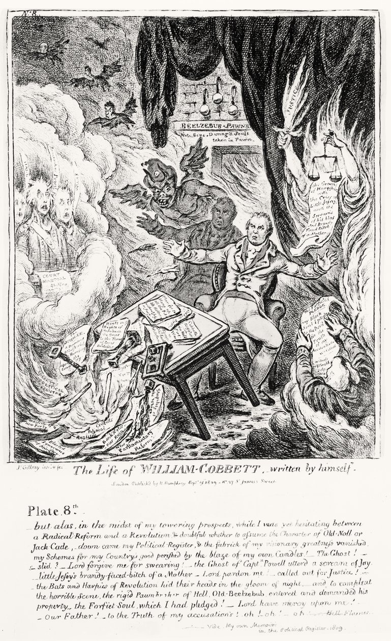 Tavola 8, da La vita di William Cobbett, scritta da lui stesso, pub. da H. Humphrey, 1809 da James Gillray