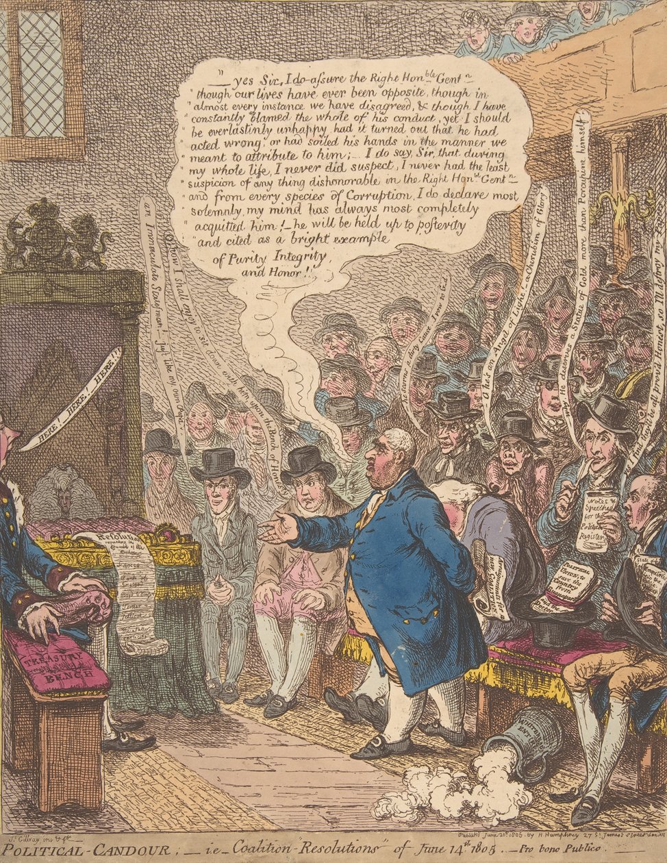 Candore politico, ovvero risoluzioni della coalizione del 14 giugno 1805, pro bono pubblico, 21 giugno 1805 da James Gillray