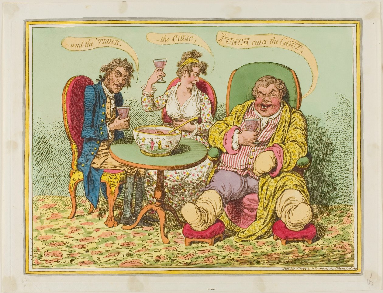 Il punch cura la gotta, le coliche e il mal di testa da James Gillray