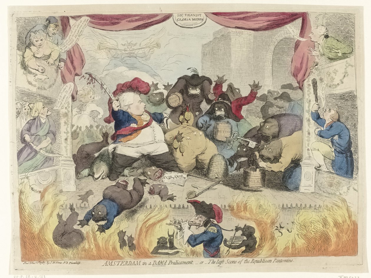 Caricatura del panico tra i patrioti dopo il ripristino dello statolder Guglielmo V, 1787 da James Gillray