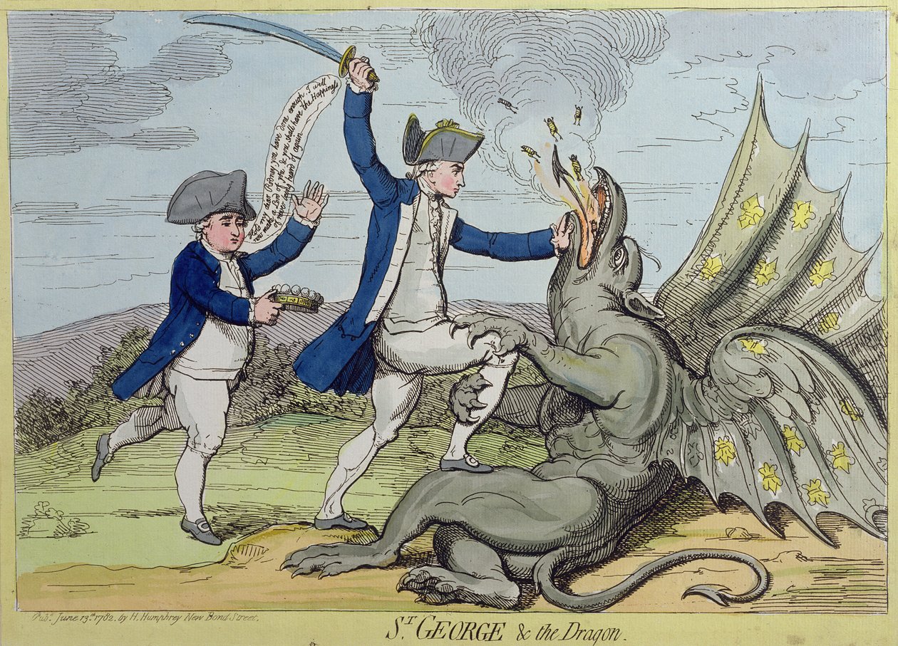 San Giorgio e il drago, pubblicato da Hannah Humphrey nel 1782 da James Gillray