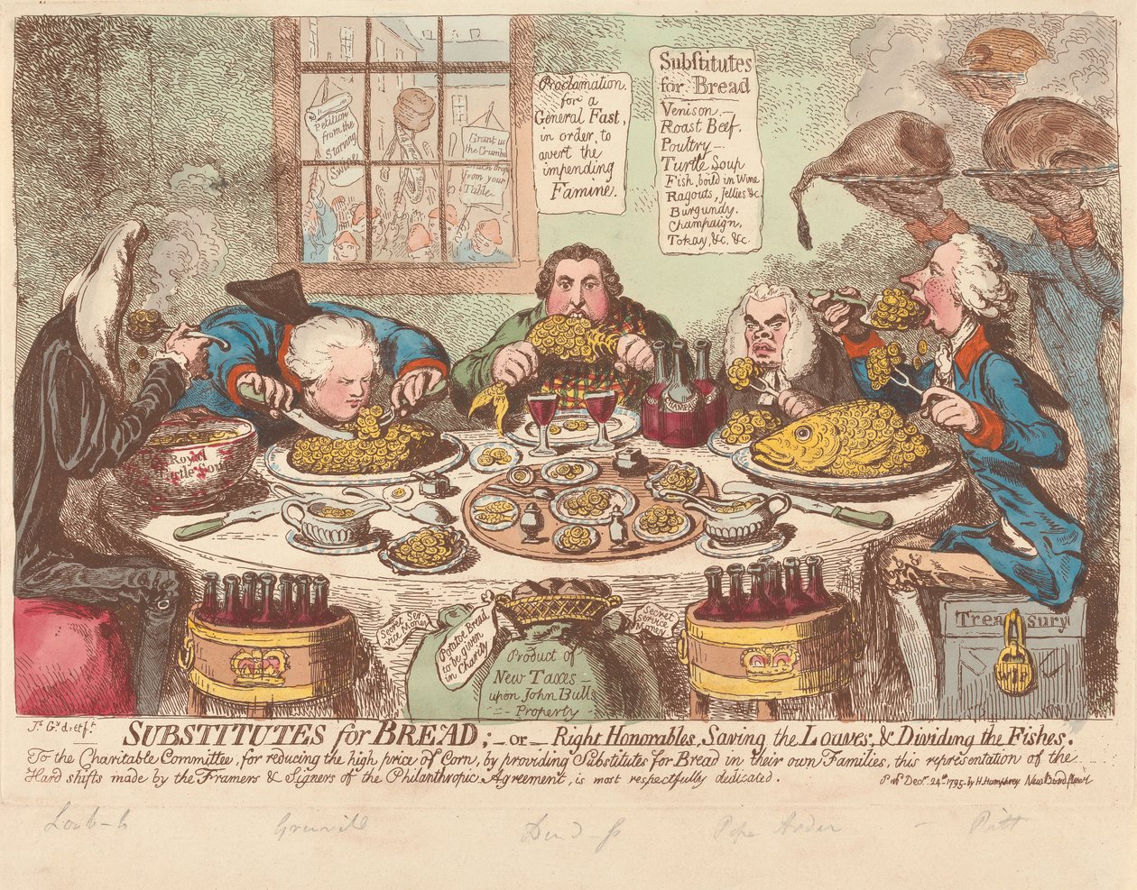 Sostituti del pane - oppure - Onorevoli, salvare le pagnotte e dividere i pesci da James Gillray
