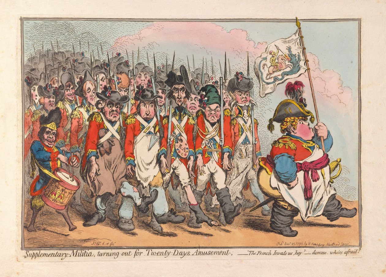 Milizia supplementare, in uscita per venti giorni di divertimento, pub. 1796 da James Gillray