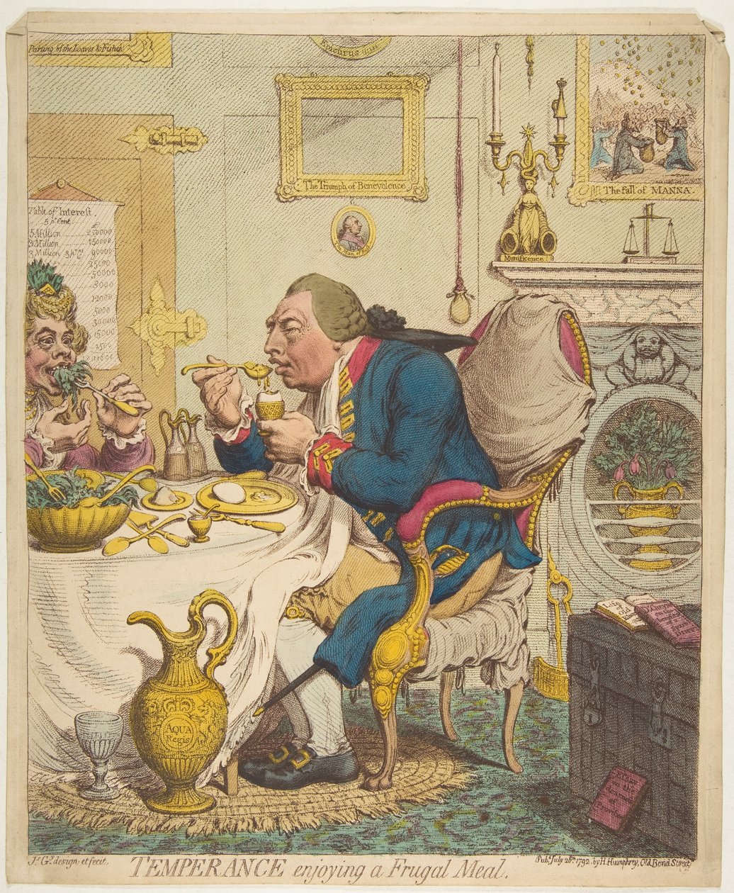 Temperanza che gode di un pasto frugale da James Gillray