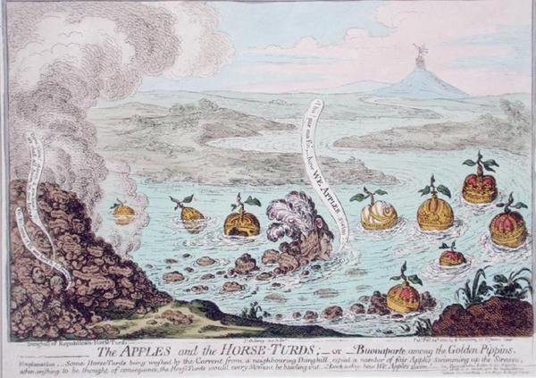 Le mele e le palline di cavallo, o Buonaparte tra i Golden Pippins da James Gillray