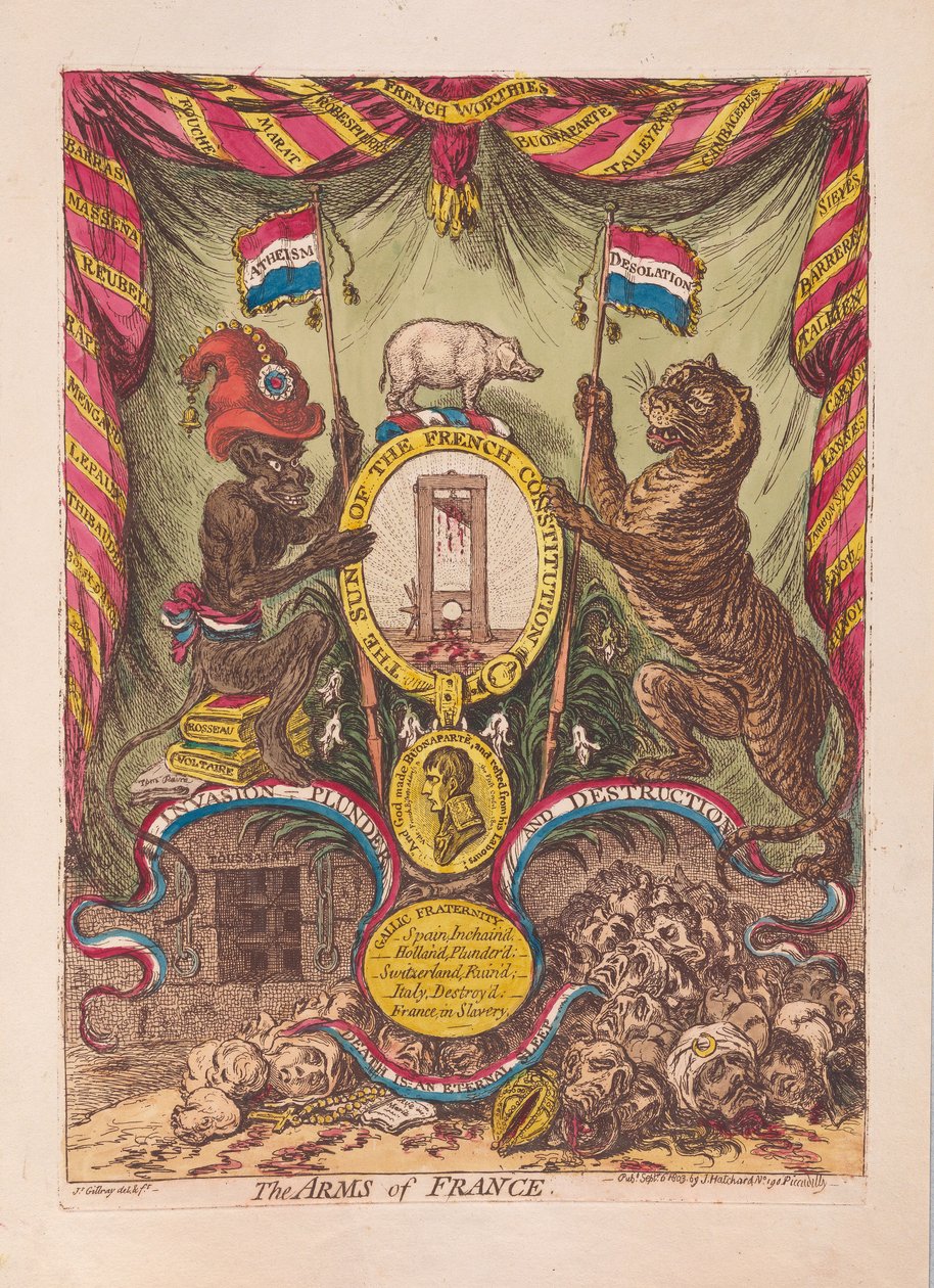 Le armi della Francia, pub. 1805 da James Gillray