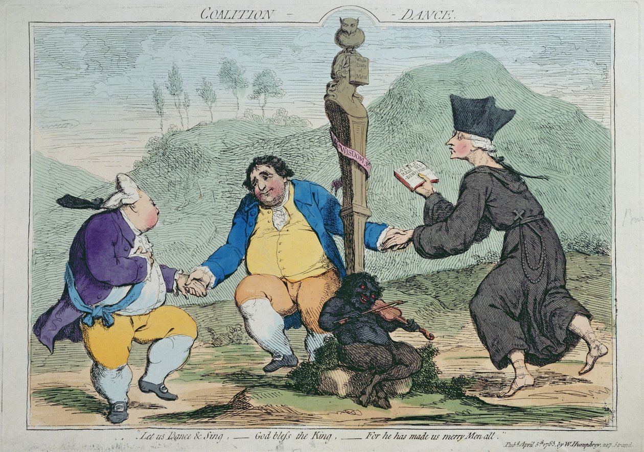 La danza della coalizione, pubblicata da William Humphrey nel 1783 da James Gillray