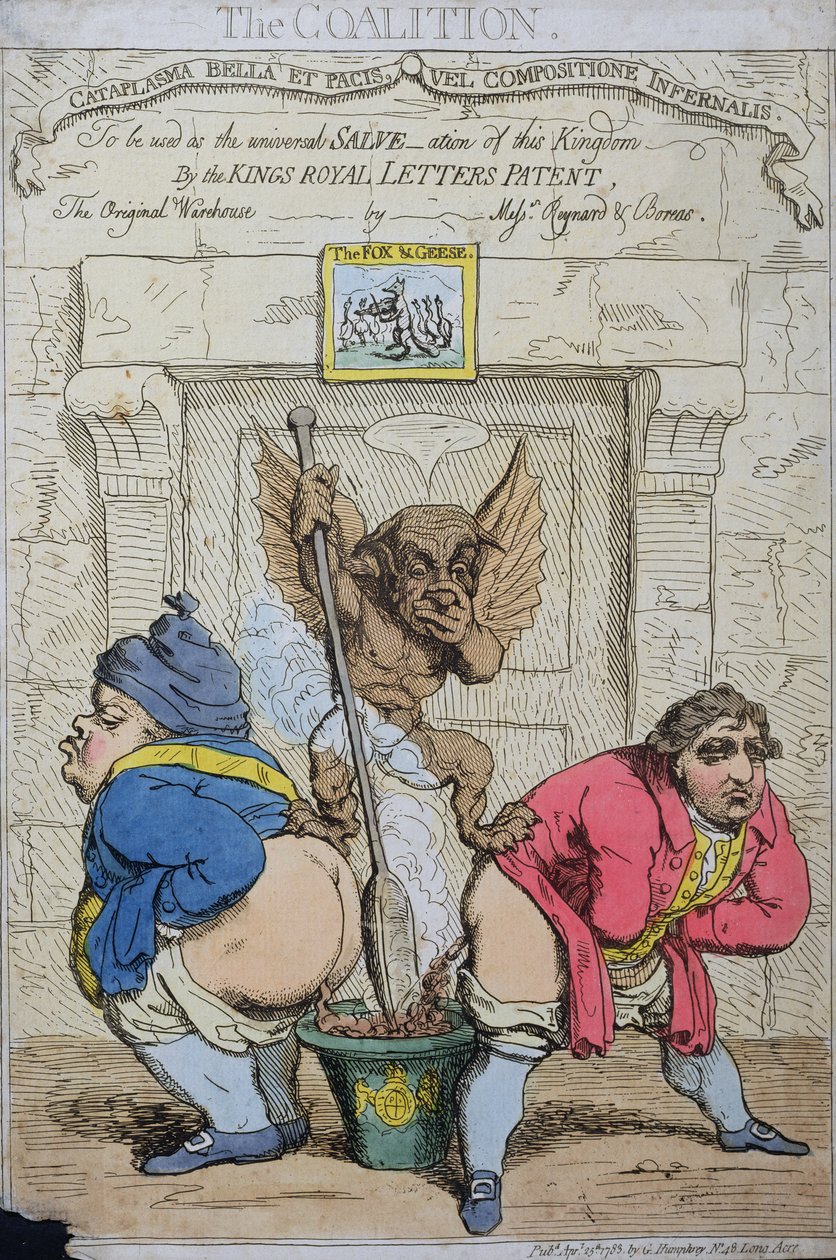 La Coalizione, pubblicata da G. Humphrey nel 1783 da James Gillray