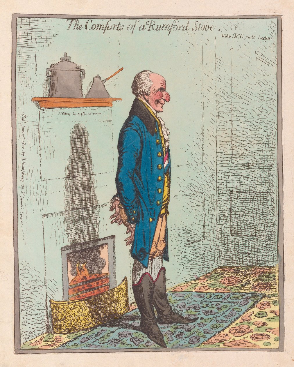I Comfort di una Stufa Rumford, pub 1800 da James Gillray