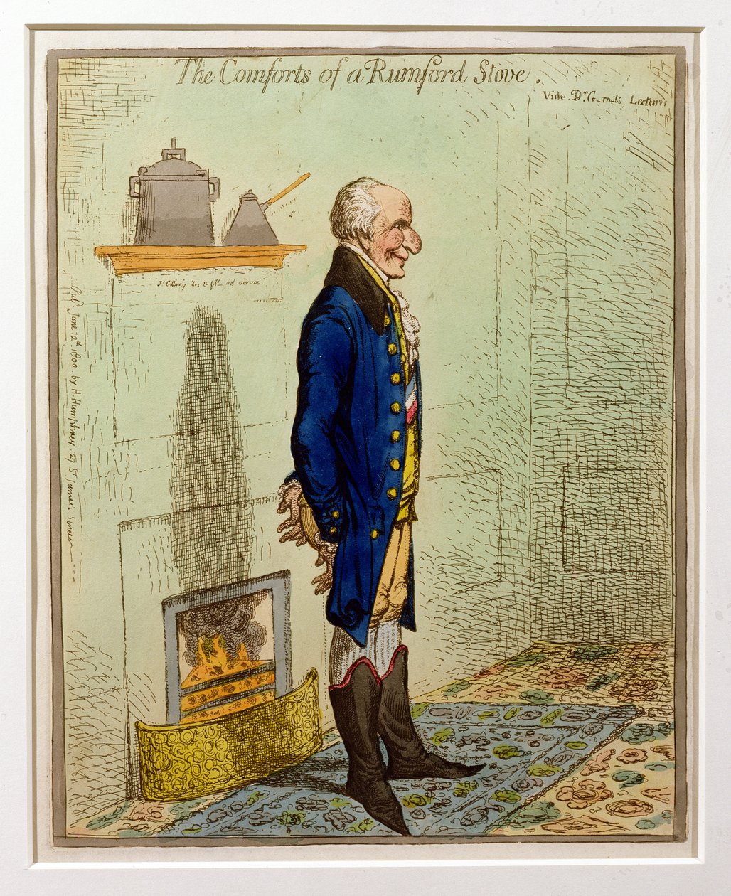 I comfort di una stufa Rumford, pub. da Hannah Humphrey, 1800 da James Gillray