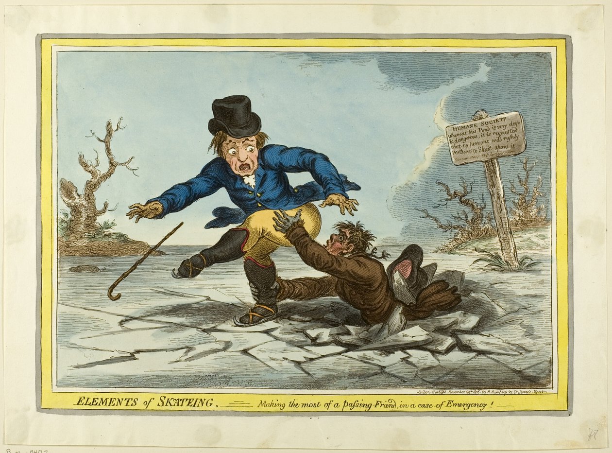 Gli elementi del pattinaggio: Sfruttare al meglio un amico che passa da James Gillray