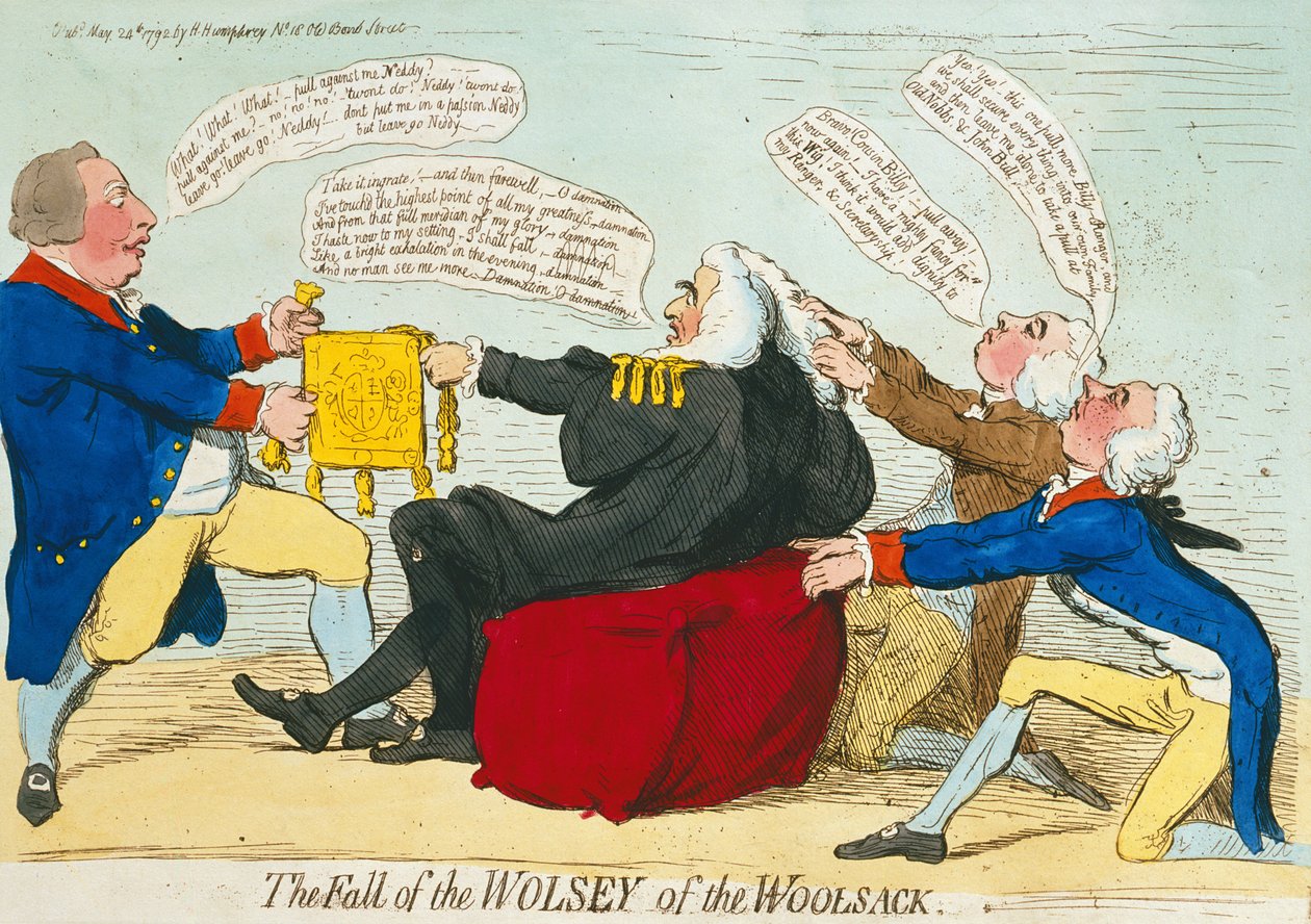 La caduta del Wolsey del Woolsack, pubblicato da Hannah Humphrey da James Gillray