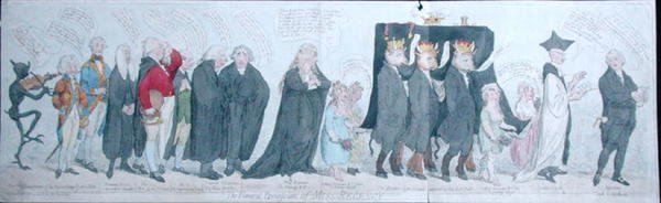 Il corteo funebre di Miss Regency da James Gillray
