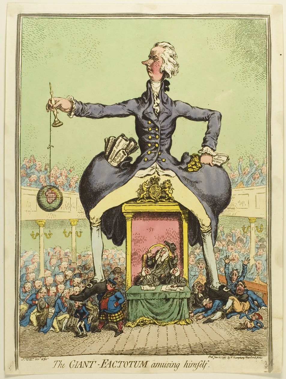 Il gigante factotum che si diverte da James Gillray