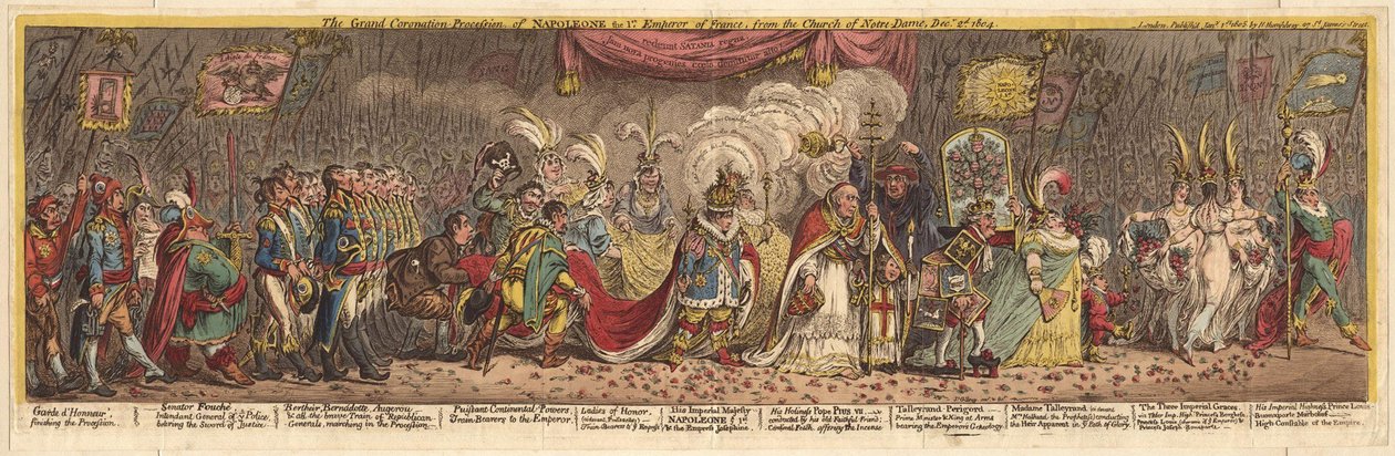 Il grande corteo di incoronazione di Napoleone I imperatore di Francia, dalla chiesa di Notre-Dame, 1805 da James Gillray