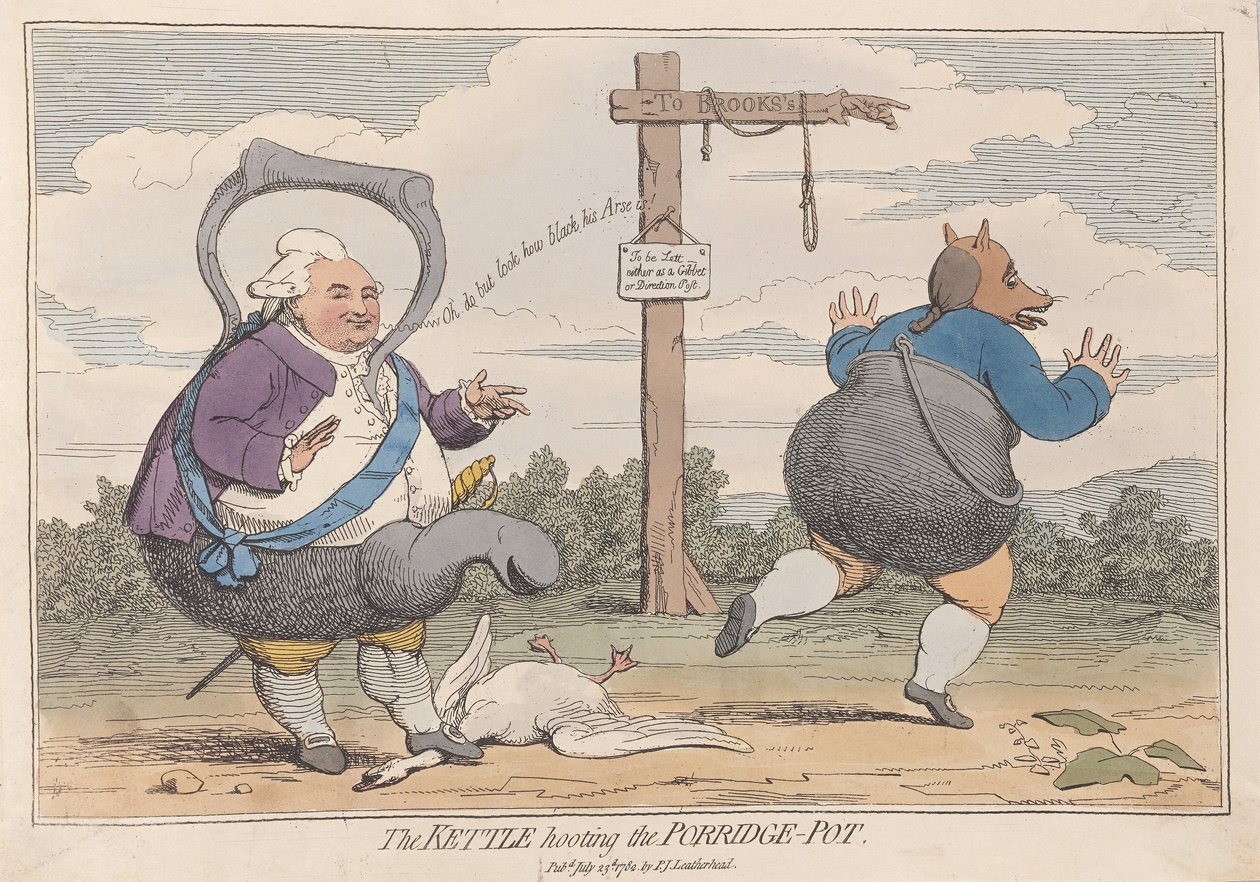 Il bollitore che fischia alla pentola di porridge da James Gillray