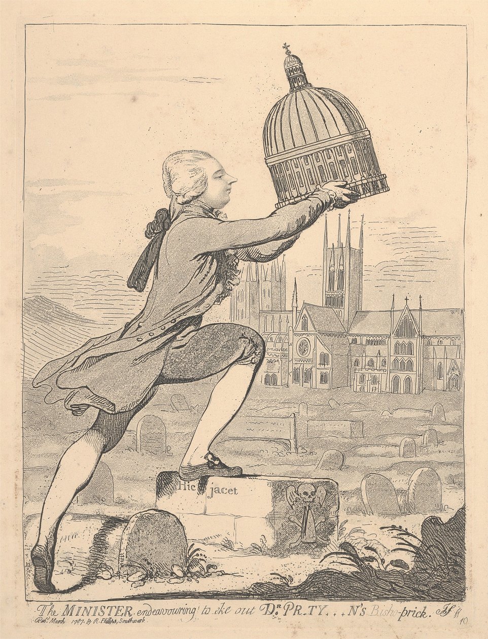 Il ministro che cerca di rimpinguare il Bisho-Prick del dottor Pr*ty***n da James Gillray