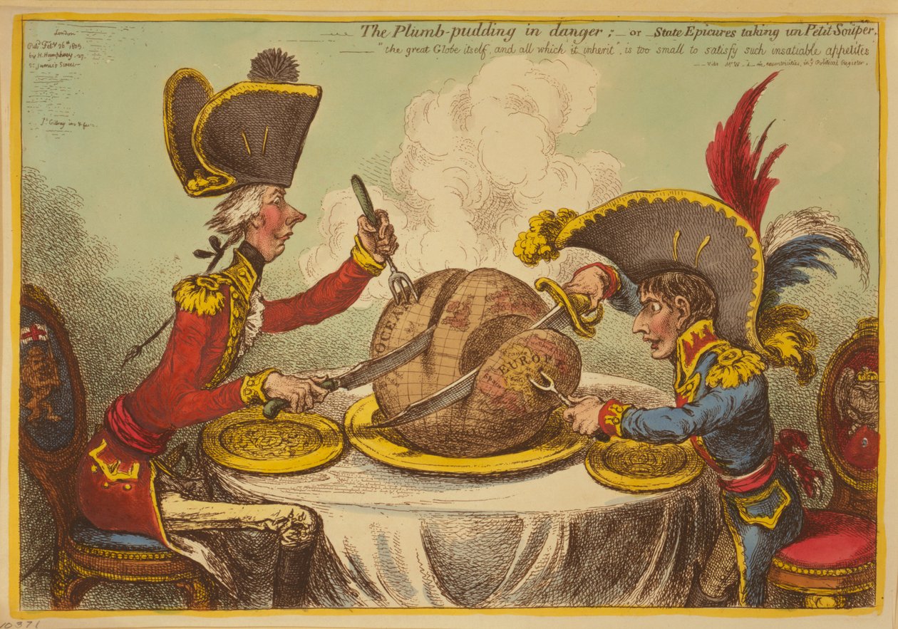 Il budino di prugne in pericolo o epicurei di stato che prendono un petit souper da James Gillray