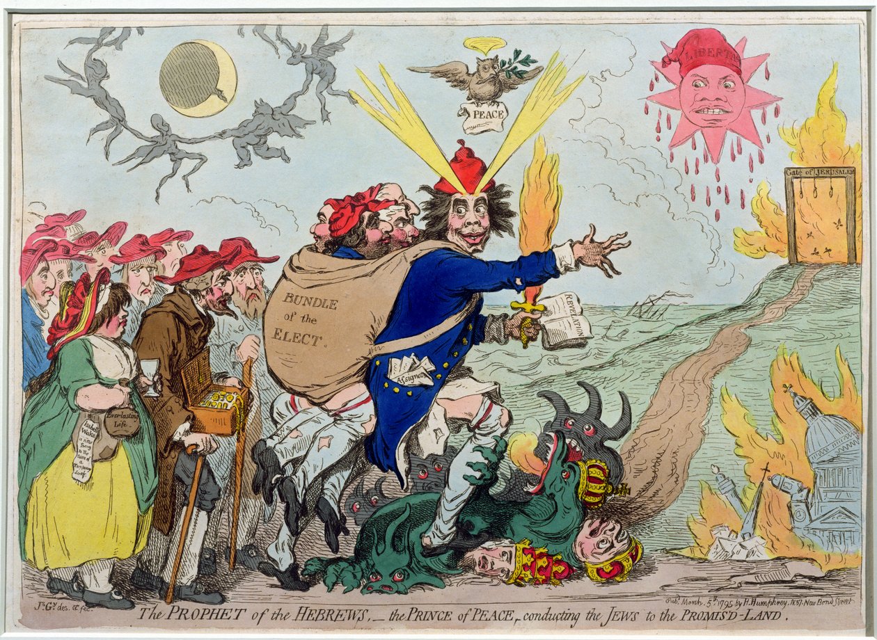 Il profeta degli Ebrei: il Principe della Pace che conduce gli Ebrei alla Terra Promessa, pubblicato da Hannah Humphrey nel 1795 da James Gillray