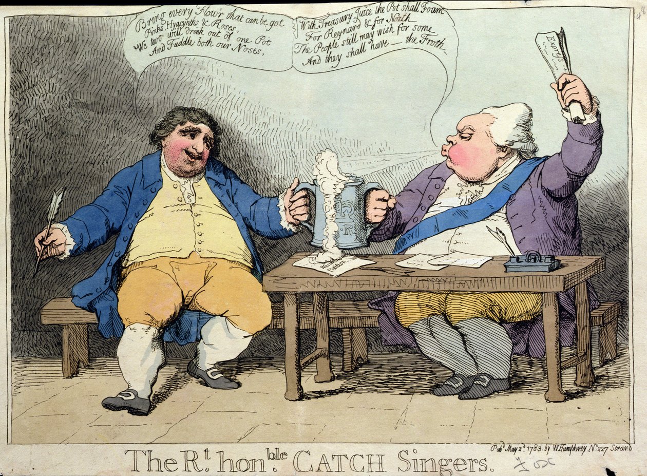 The Right Honourable Catch Singers, pubblicato da William Humphrey nel 1783 da James Gillray