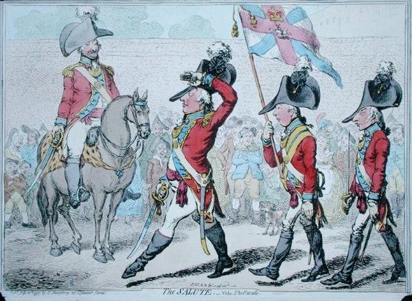 Il saluto, o la parata, pubblicato da Hannah Humphrey nel 1797 da James Gillray