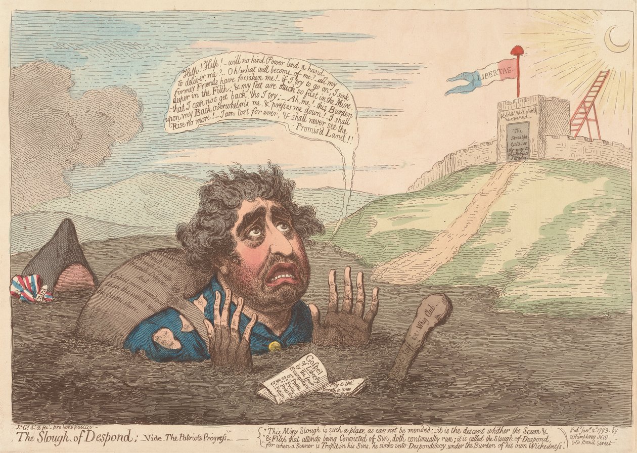 La Palude dello Sconforto----; Vedi - Il progresso dei patrioti da James Gillray