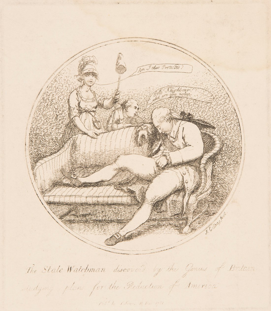Il guardiano di stato scoperto dal genio della Gran Bretagna da James Gillray