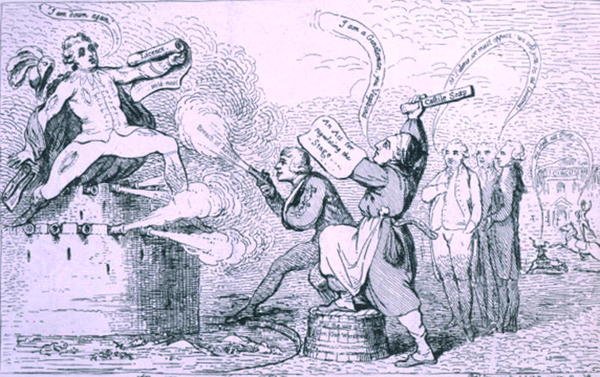 La guerra teatrale, pubblicato da S.W. Fores nel 1787 da James Gillray