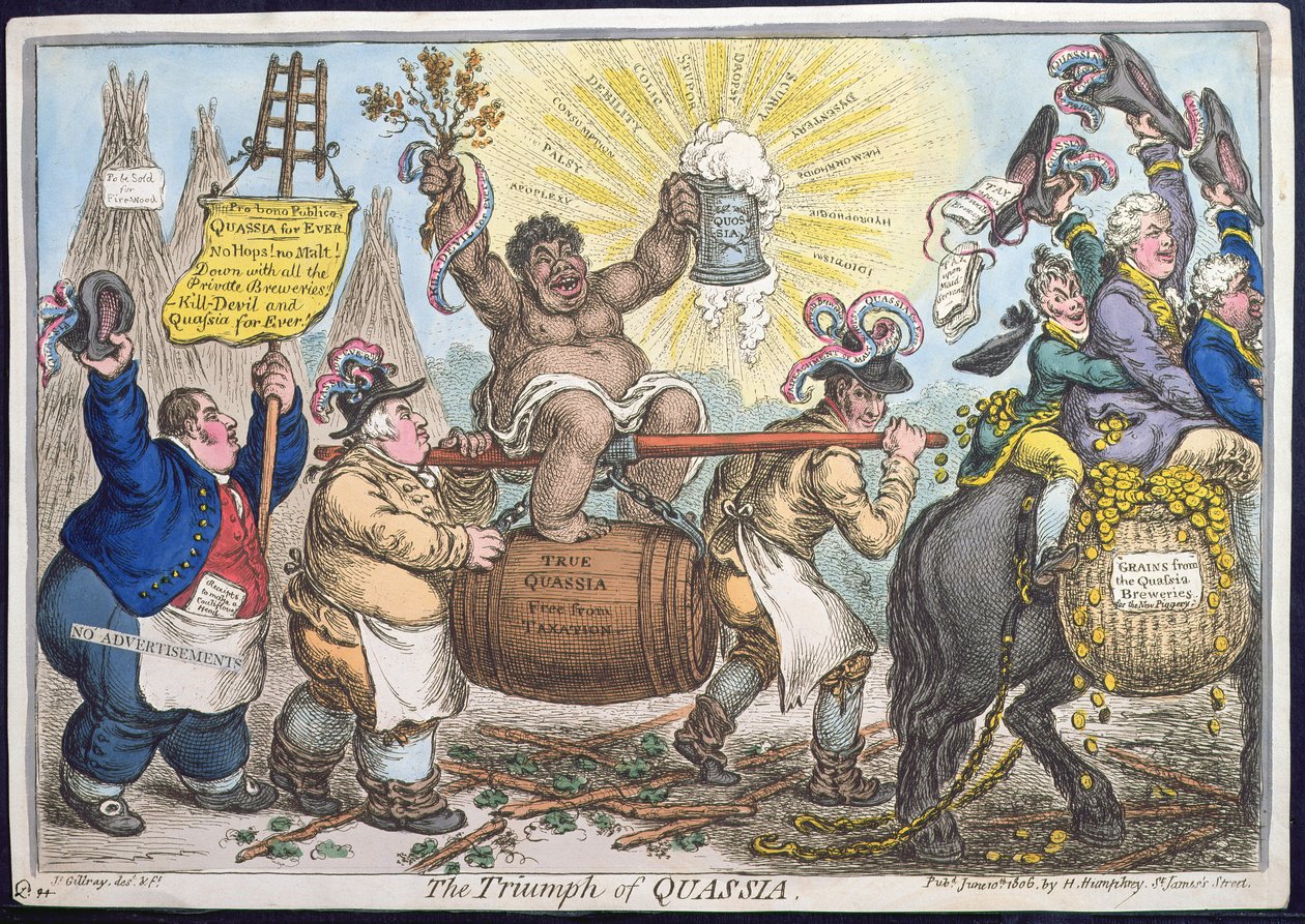 Il trionfo di Quassia, pubblicato da Hannah Humphrey nel 1806 da James Gillray